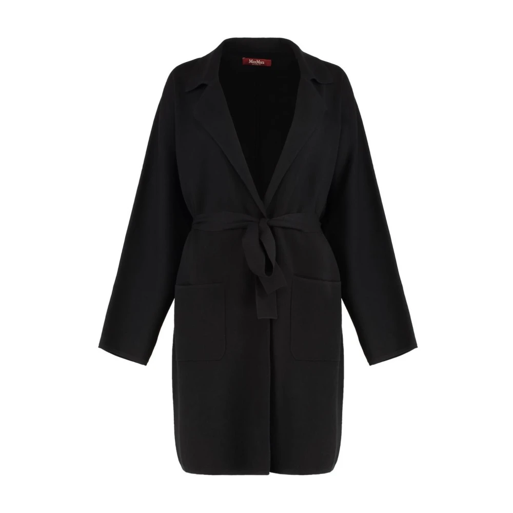 Max Mara Studio Svart Bältad Midiklänning