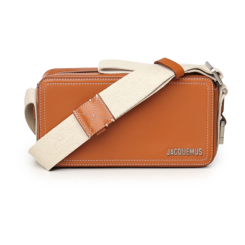 Jacquemus Gestructureerde Leren Schoudertas in Lichtbruin Brown Heren
