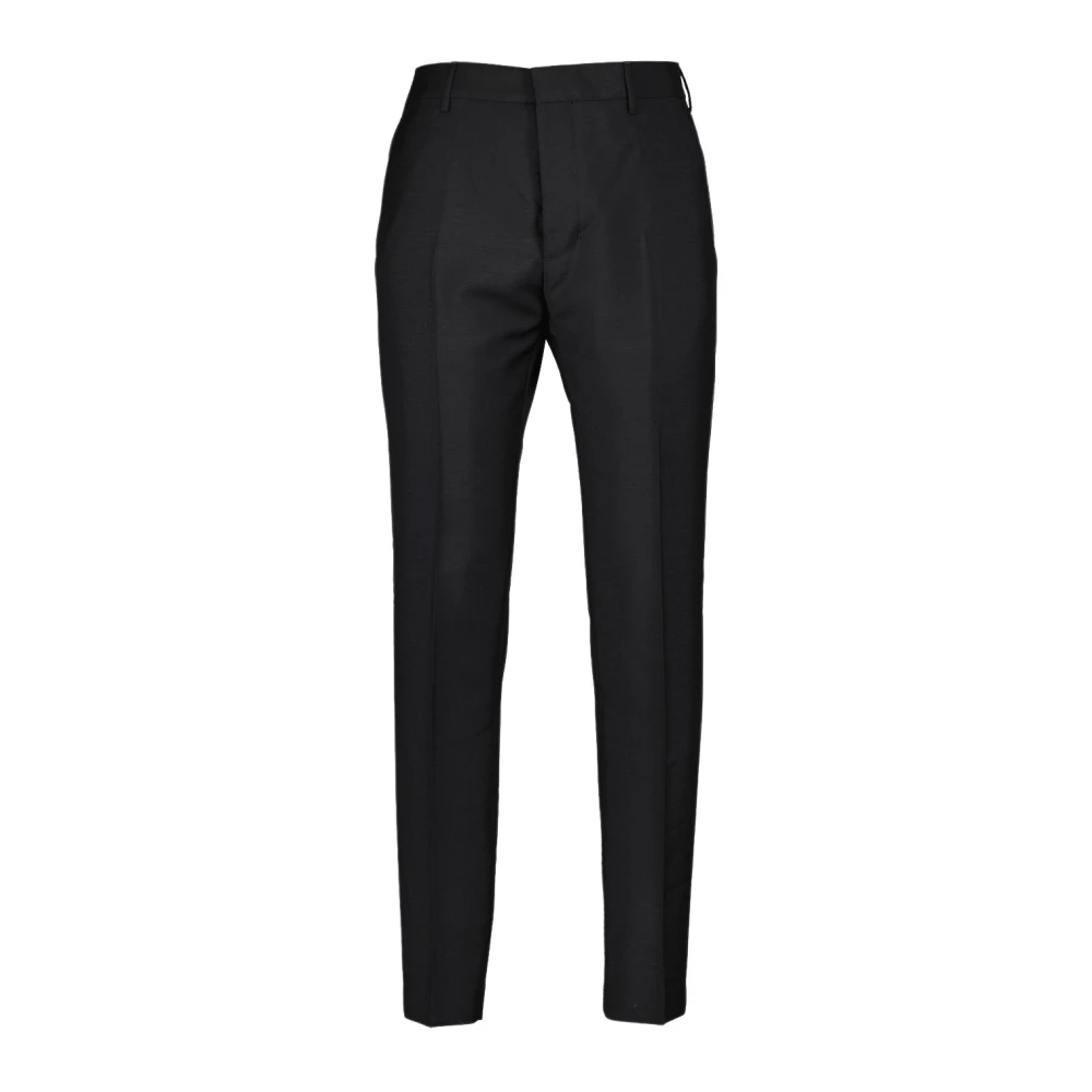 Ami Paris Men's Black Cigarette Cut Wool Trousers - Suit Trousers - W38 - Trousers