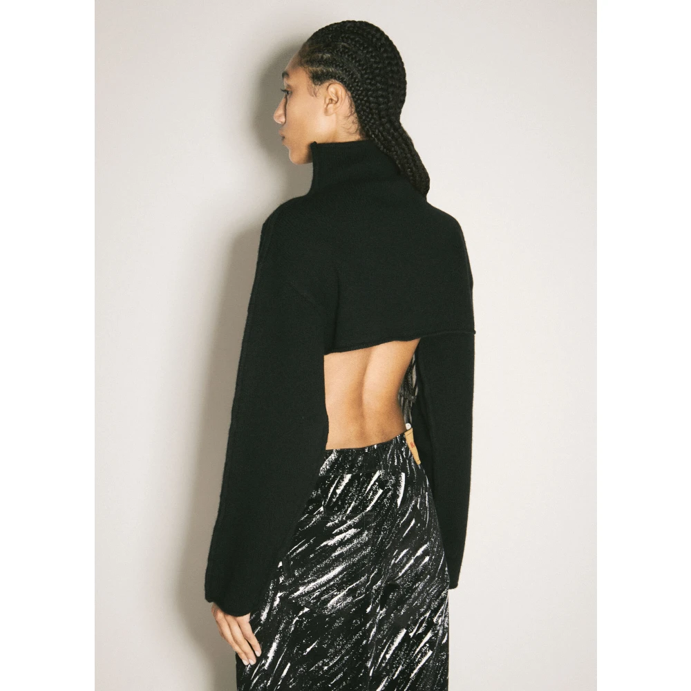 Marni Wollen Turtleneck Cropped Sweater Black Dames
