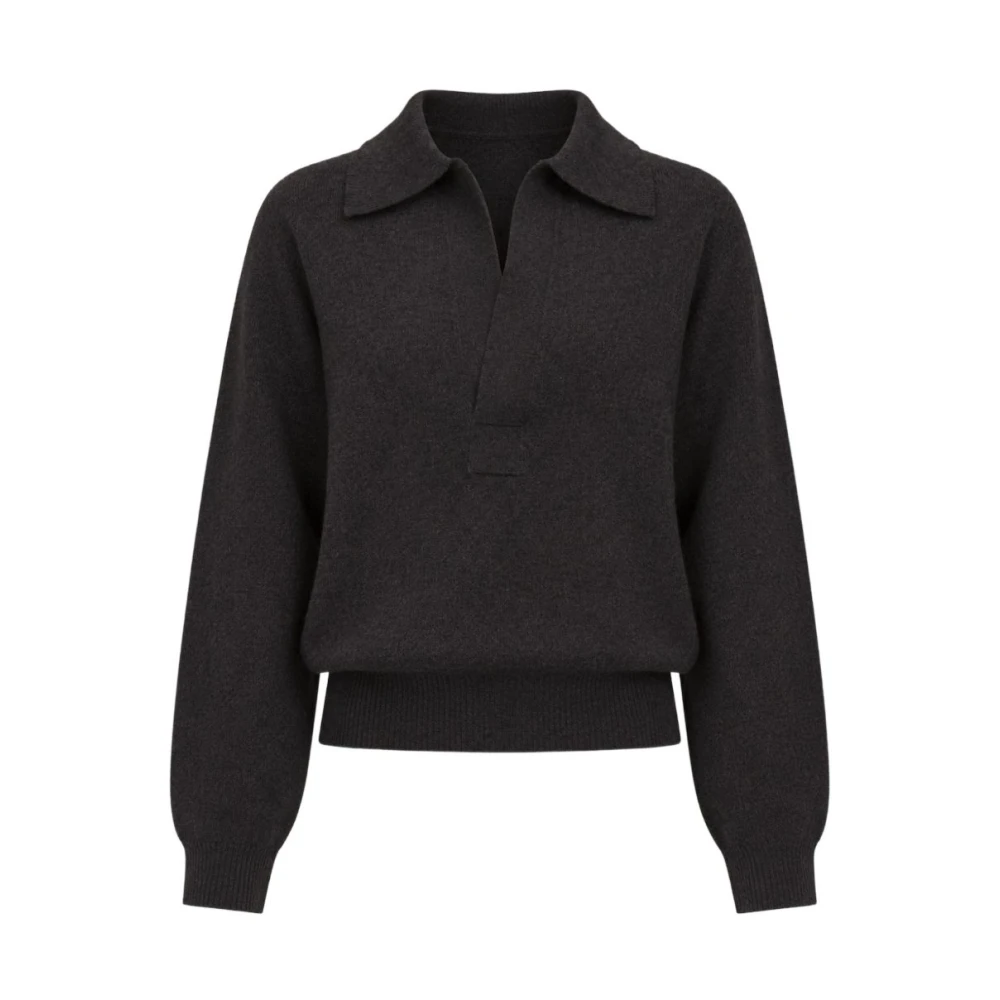 Victoria Beckham Women's Grey Genevieve Merino Wool Polo Sweater - Image 2