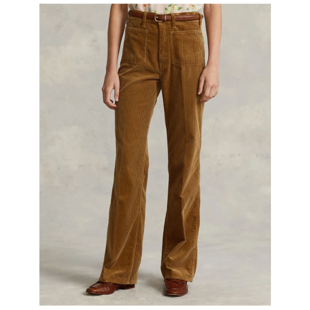 Polo Ralph Lauren Ribfluwelen Flare Broek Jenn New Ghurka Brown Dames