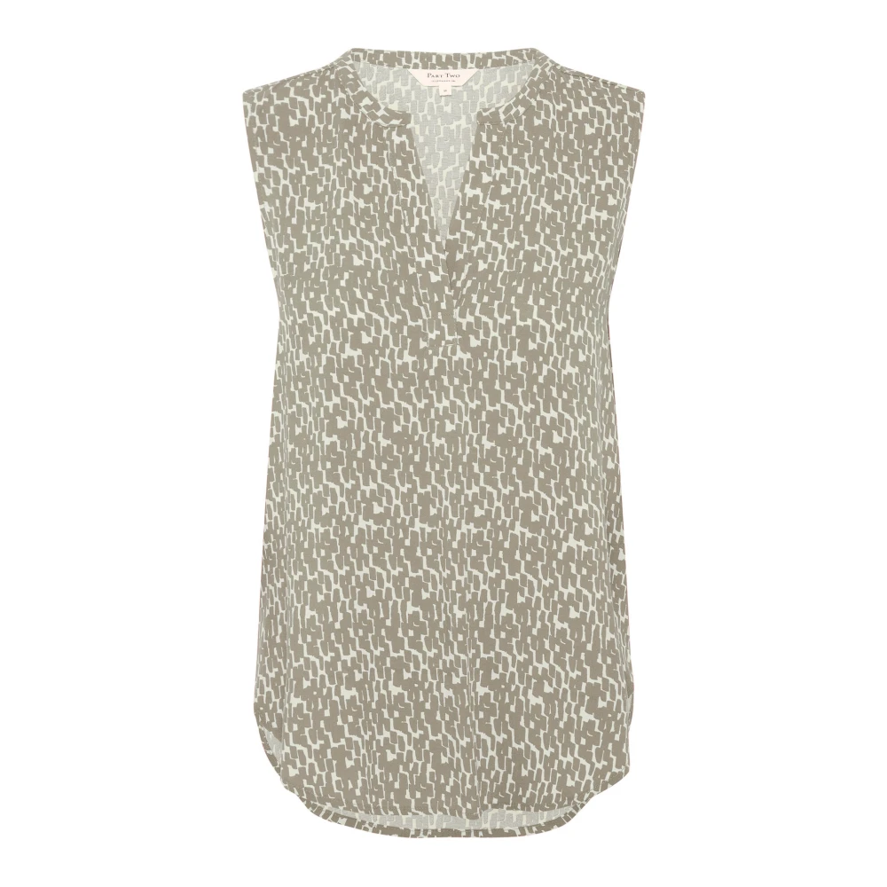 Part Two Groene Grafische Print Blouse Beige Dames