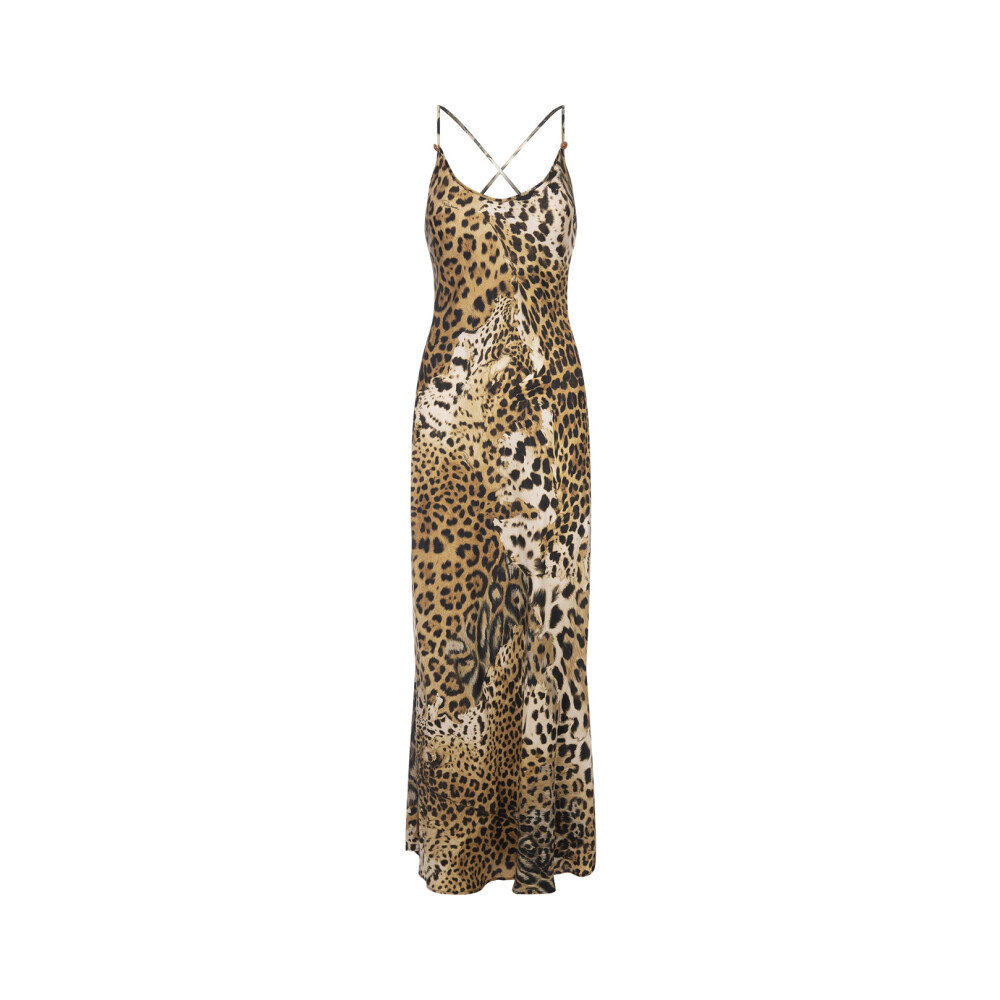 Leopard print shop silk midi dress