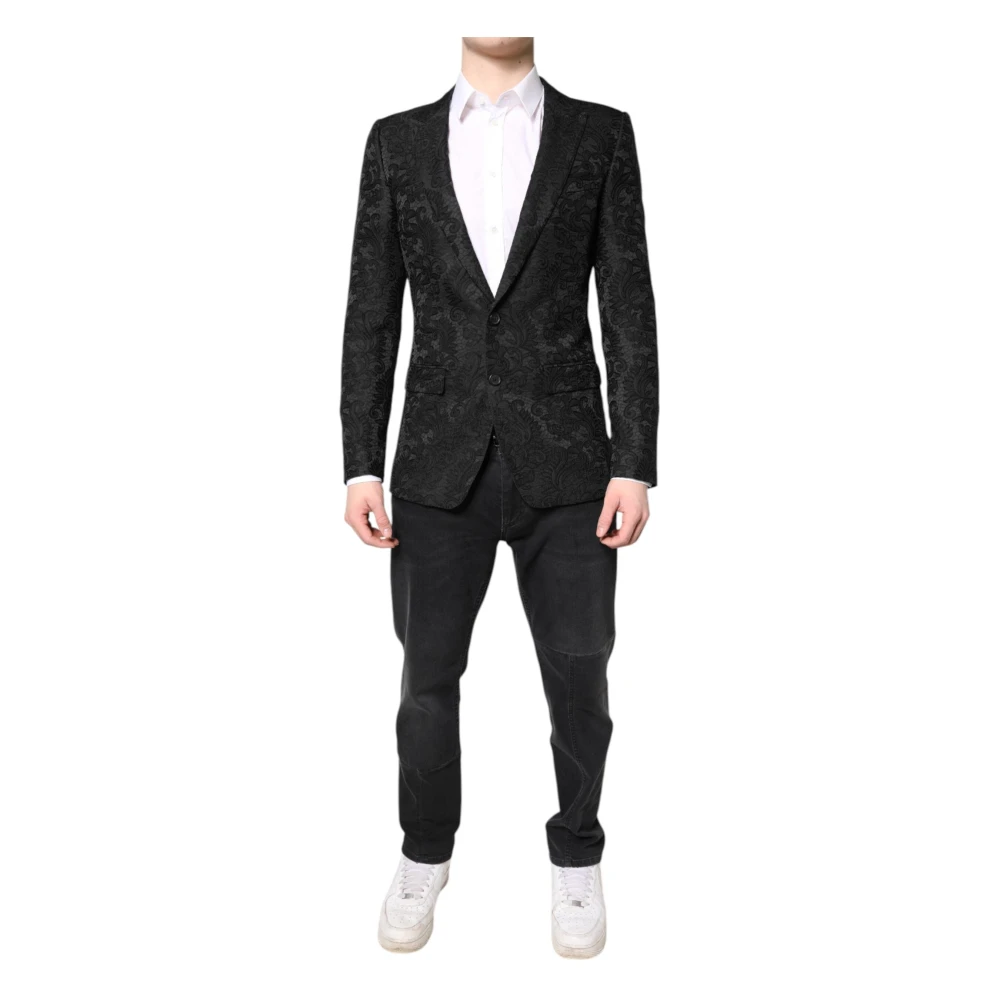 Dolce & Gabbana Men's Black Floral Jacquard Blazer Jacket