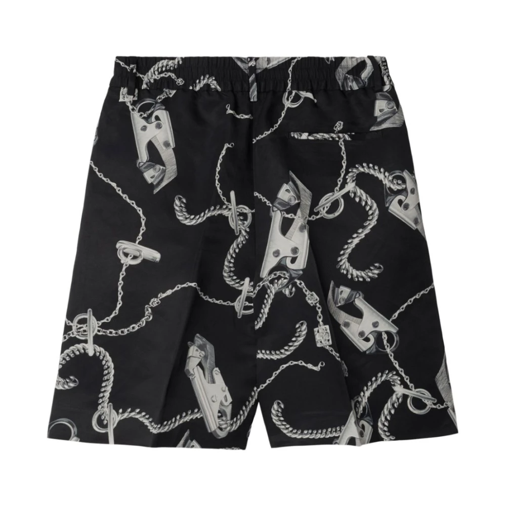 Burberry Ketting-Link Print Zwarte Shorts Black Dames