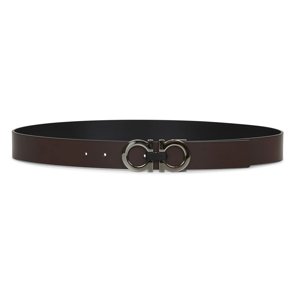 Ferragamo Men's Brown Belts, 110 Cm, Reversible Leather Belt With Gancini Buckle