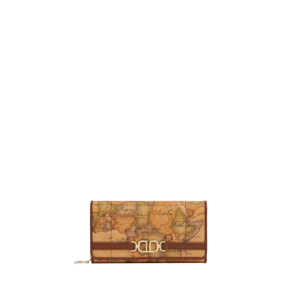 Alviero Martini 1a Classe Bruin leren portemonnee met Geo-Classic print Brown Dames