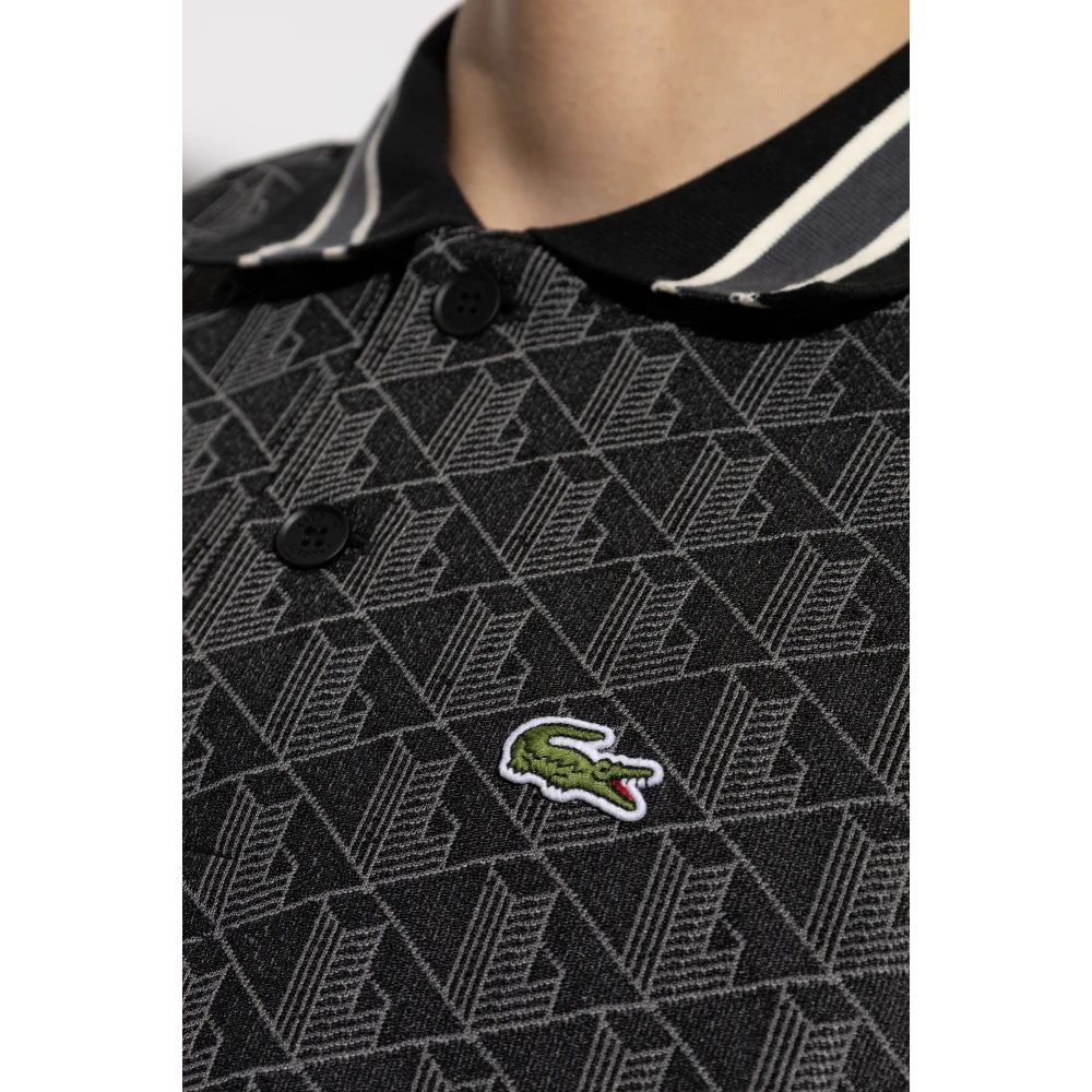 Lacoste Polo met monogram Black Heren
