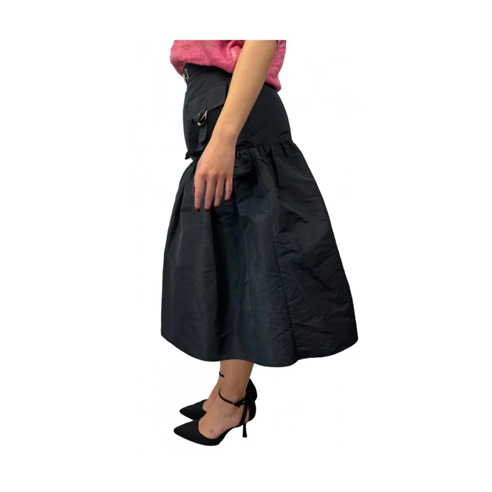 Elisabetta Franchi Elegante Geplooide Rok Black Dames