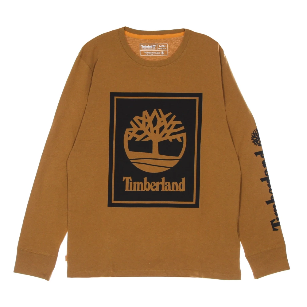 Timberland Lange Mouw Logo Tee Wheat Boot Zwart Brown Heren