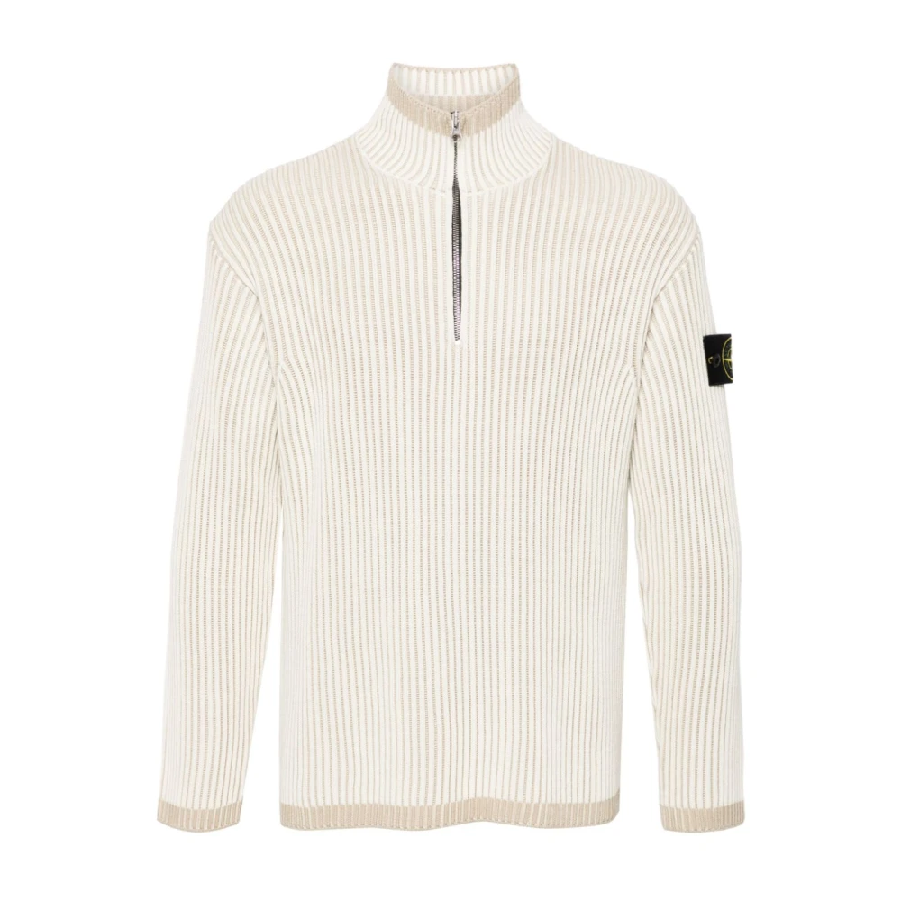 Stone Island Ribgebreide Hoge Hals Trui Beige Heren