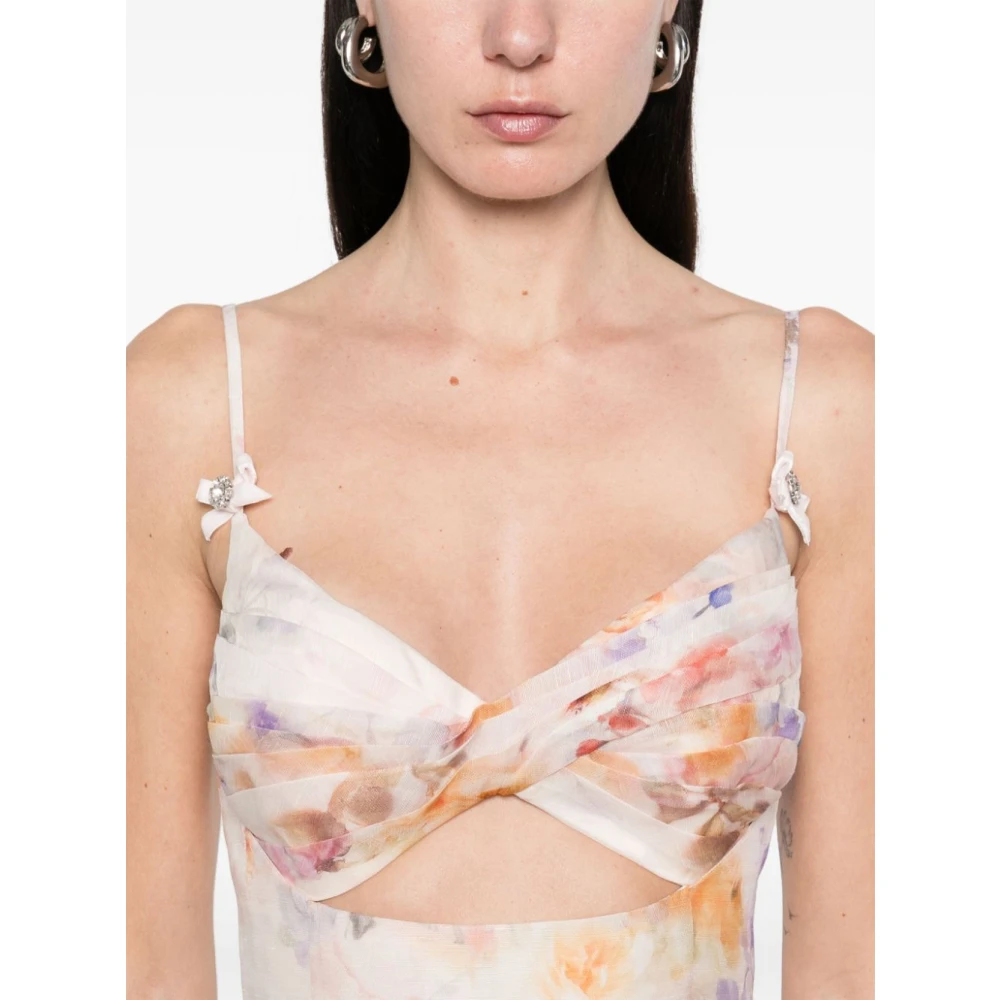 Zimmermann Bloemenprint Minijurk met Sweetheart Halslijn Multicolor Dames
