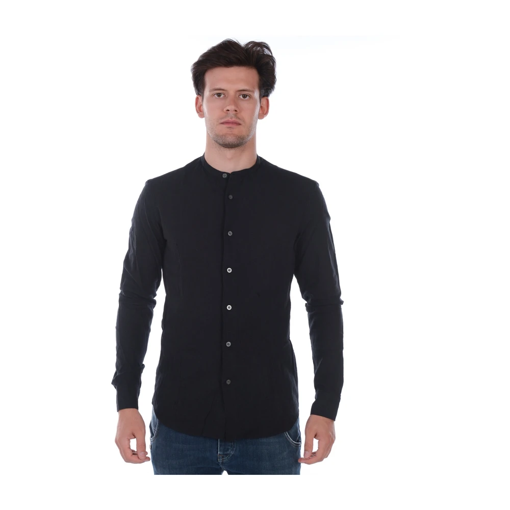 Daniele Alessandrini Slim Fit Koreaans Overhemd Black Heren