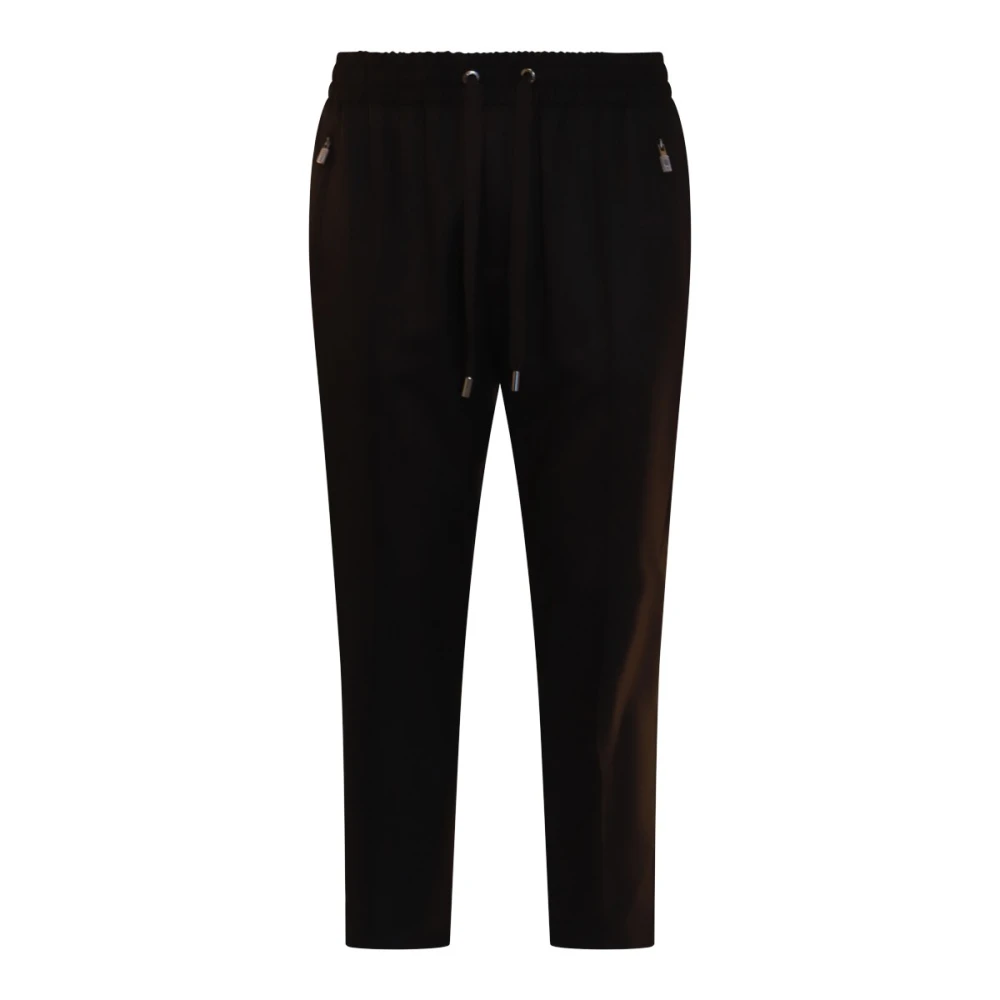 Dolce & Gabbana Zwarte wollen elastische taille broek Black Heren