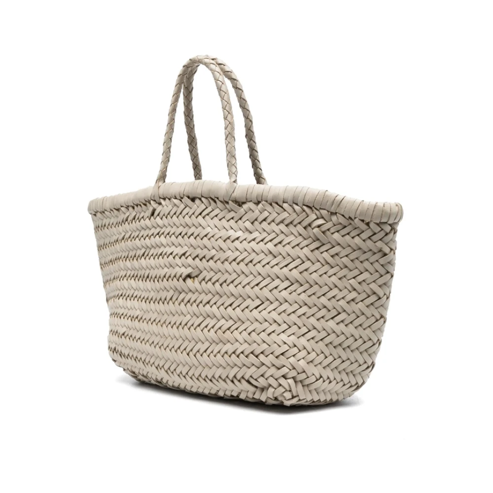 Dragon Diffusion Grijze Leren Geweven Cirkel Handtas Beige Dames