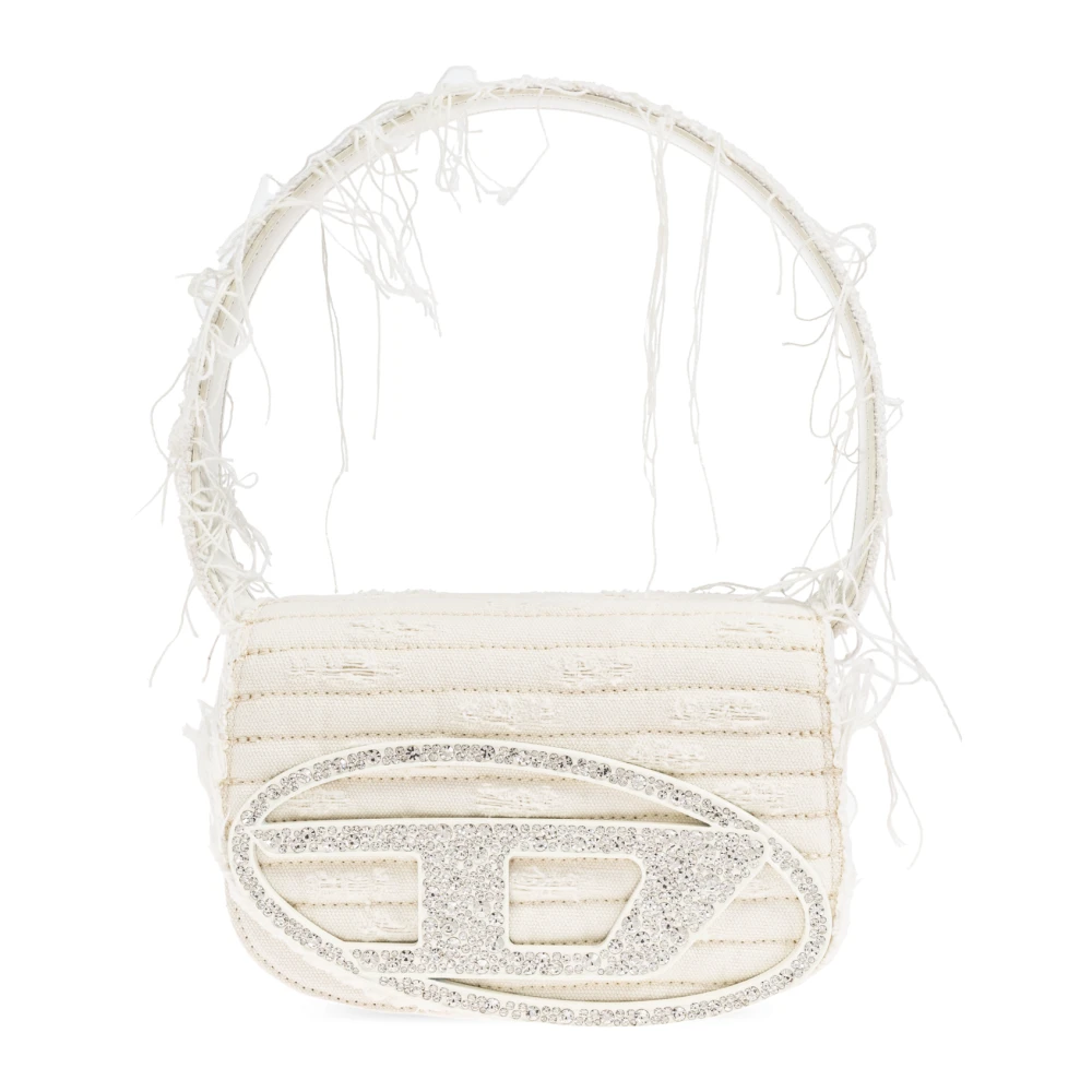Diesel Witte schoudertas met ovaal D-logo White Dames