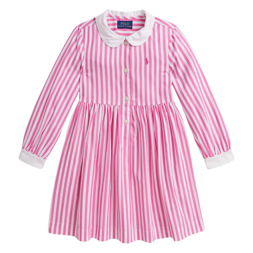 Ralph Lauren Women's Pink Striped Cotton Poplin Shirtdress