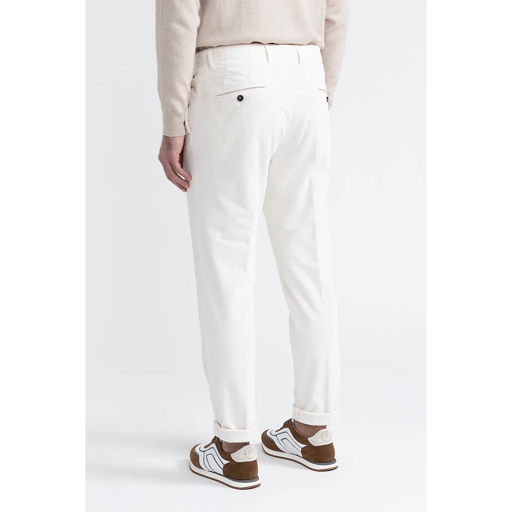 PESERICO Katoenen ribfluwelen chino's White Heren