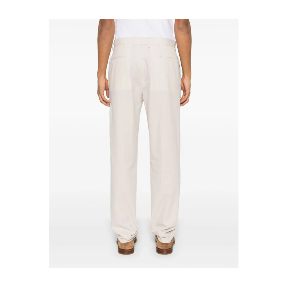 BRUNELLO CUCINELLI Beige Geplooide Broek met Zakken Beige Heren