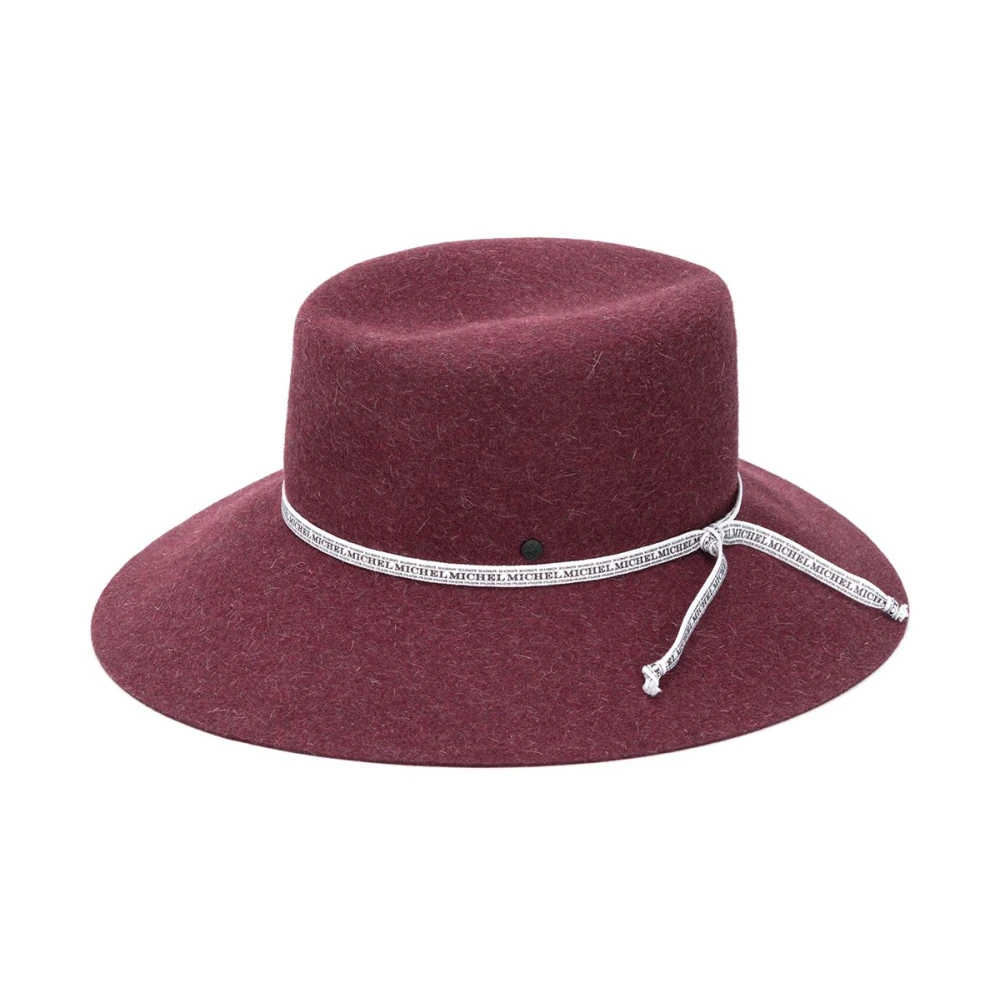 Maison Michel Elegante en verfijnde bordeauxrode vilten hoed Red Dames