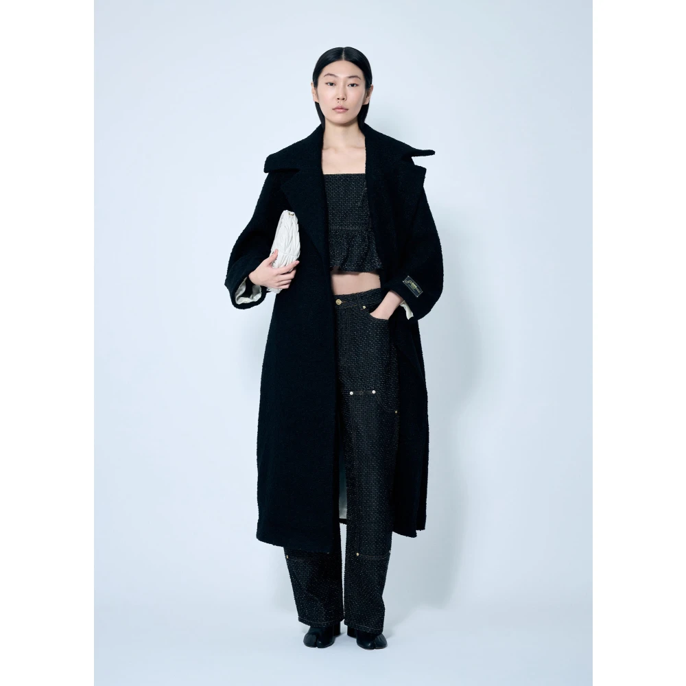 Ganni Bouclé Wollen Jas Black Dames