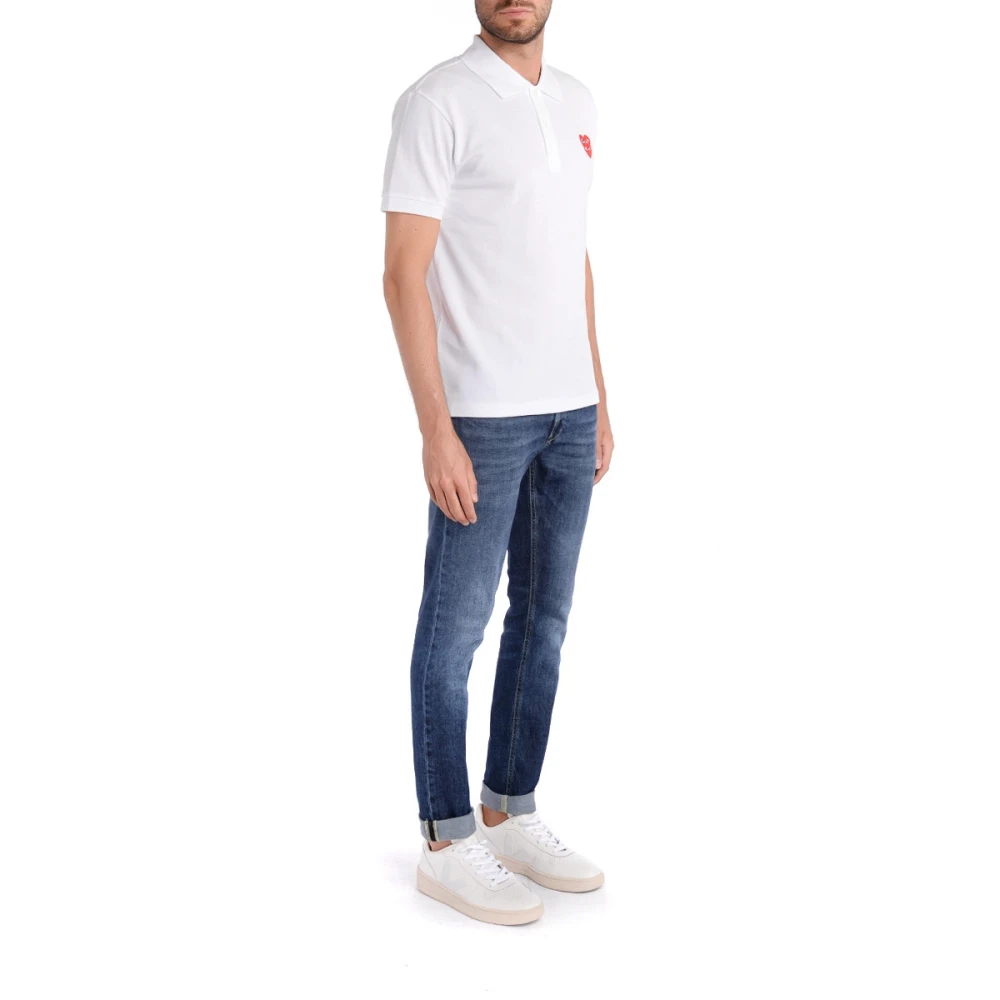 Comme des Garçons Play Witte Katoenen Polo met Overlappende Harten White Heren