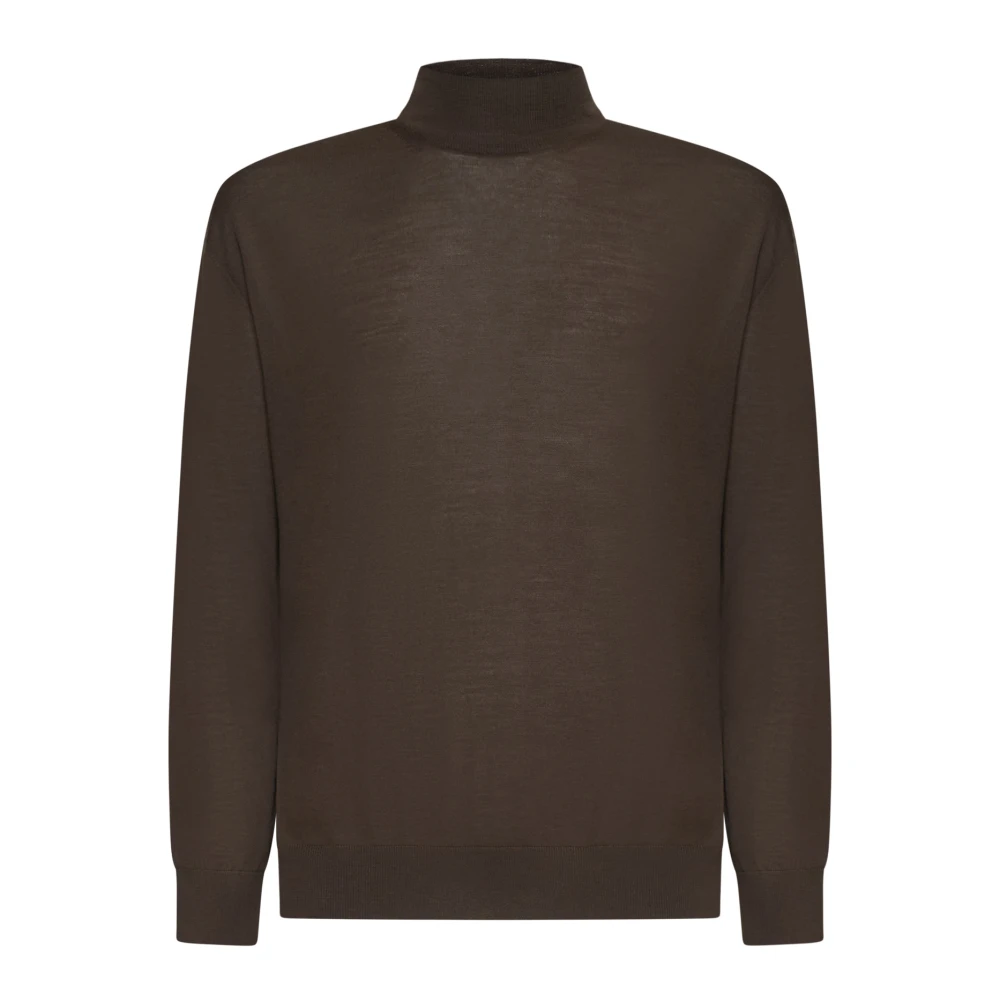 D4.0 , Turtlenecks, Male, Brown, M, Ribbed Mock-Neck Jumper