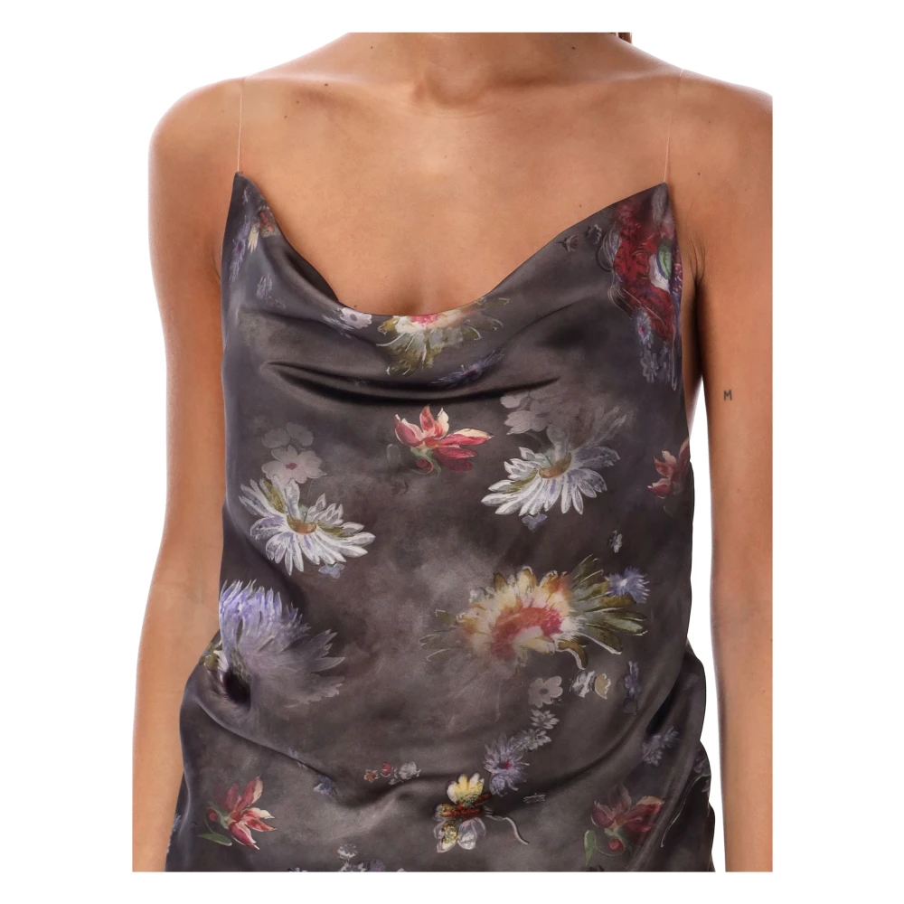 Y Project Donker Bloemen Zijden Gedrapeerde Top Multicolor Dames