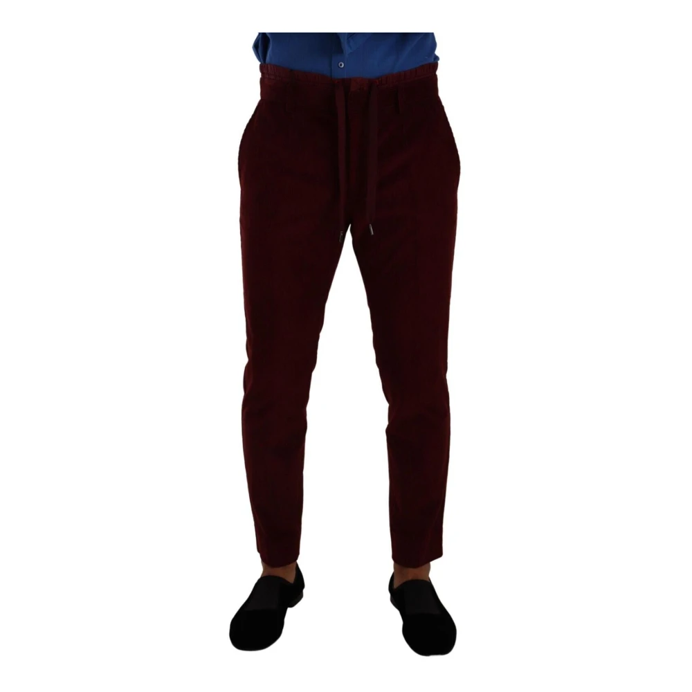 Dolce & Gabbana Men's Bordeaux Velvet Formal Trousers