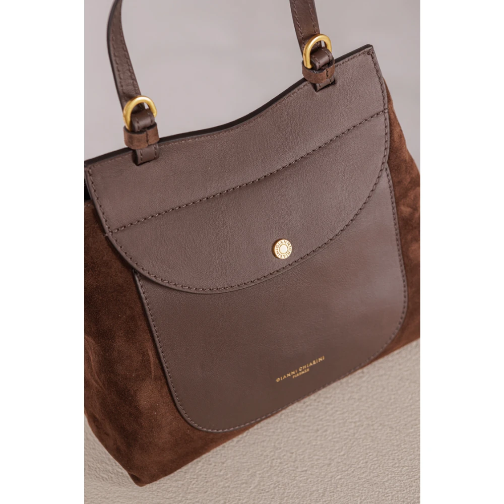 Gianni Chiarini Bruine leren schoudertas Marlene Brown Dames