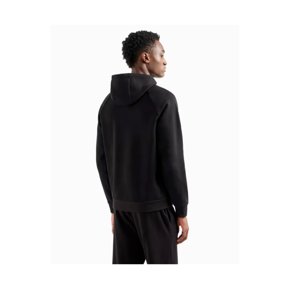 Emporio Armani EA7 Zwarte Sweater met Capuchon en Rits Black Heren