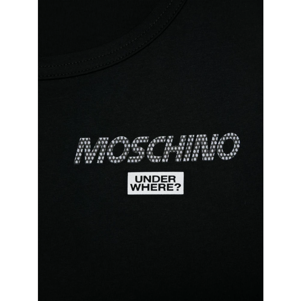 Moschino Zwart Logo Tag Scoop Neck T-shirt Black Heren