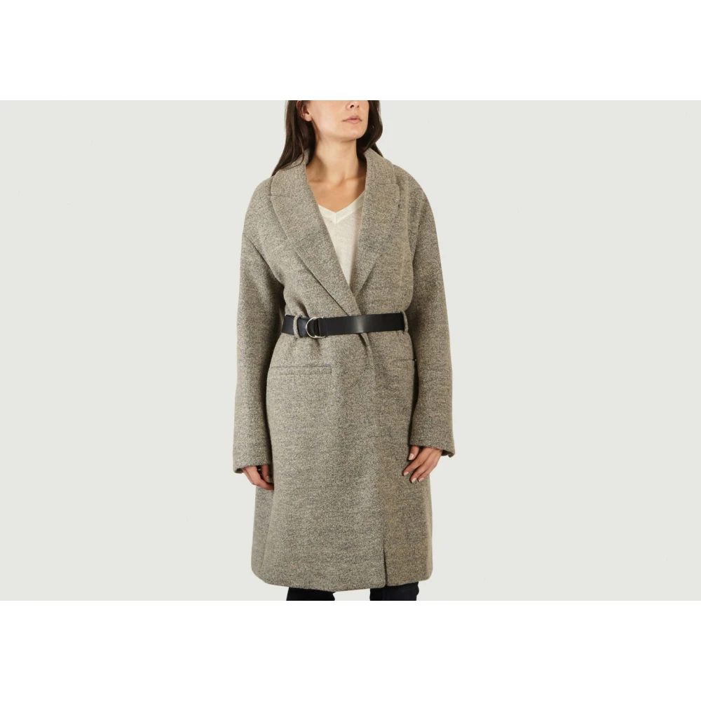 IRO Grijze Wollen Ceintuurjas Gray Dames