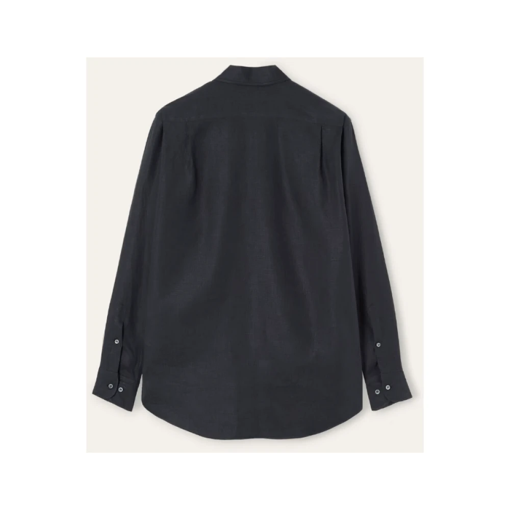 Loro Piana Navy Blue Linen André Overhemd Blue Heren