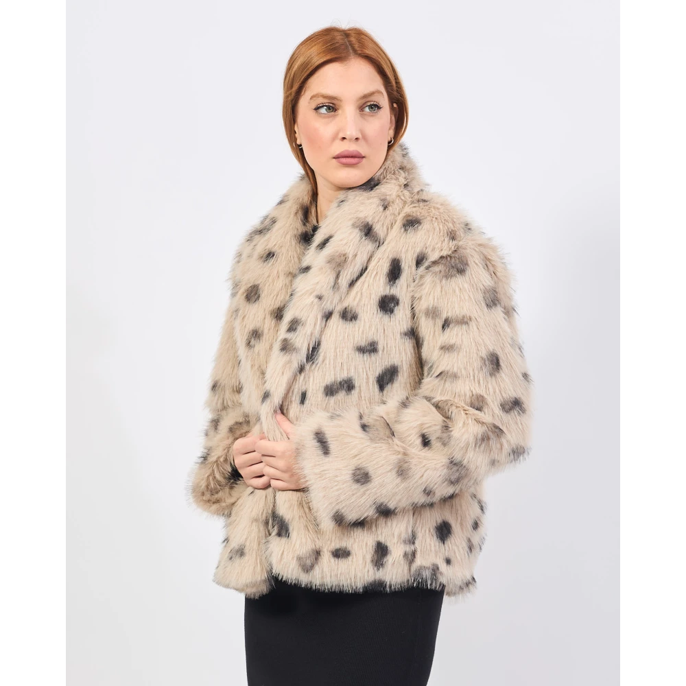 Jijil Beige Elegant Faux Fur Coat Beige Dames