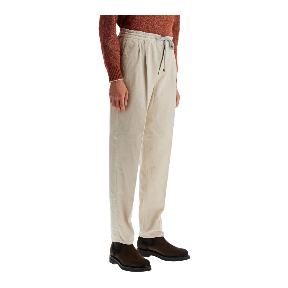 BRUNELLO CUCINELLI Corduroy Leisure Fit Broek White Heren