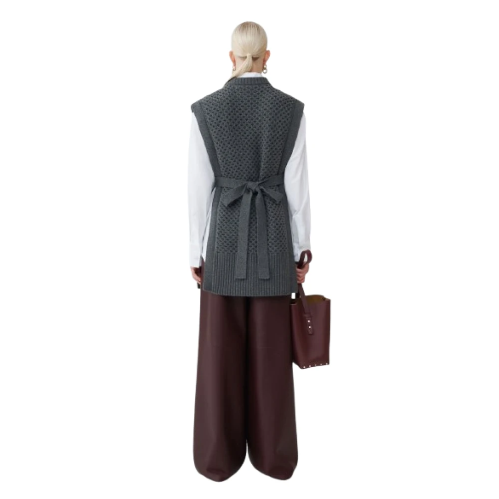 Fabiana Filippi Gebreide Mouwloze Crew Neck Vest Gray Dames