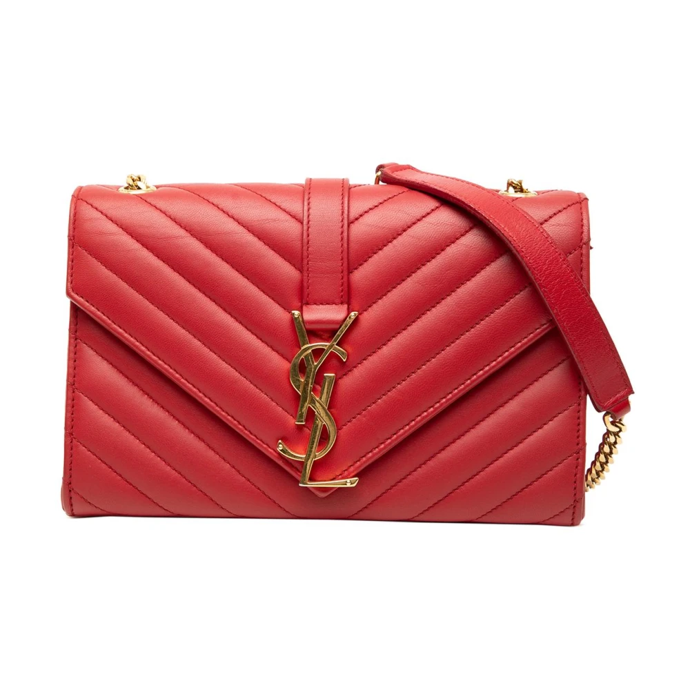 Saint Laurent Vintage Women's Red Pre-Owned Chain Shoulder Bag