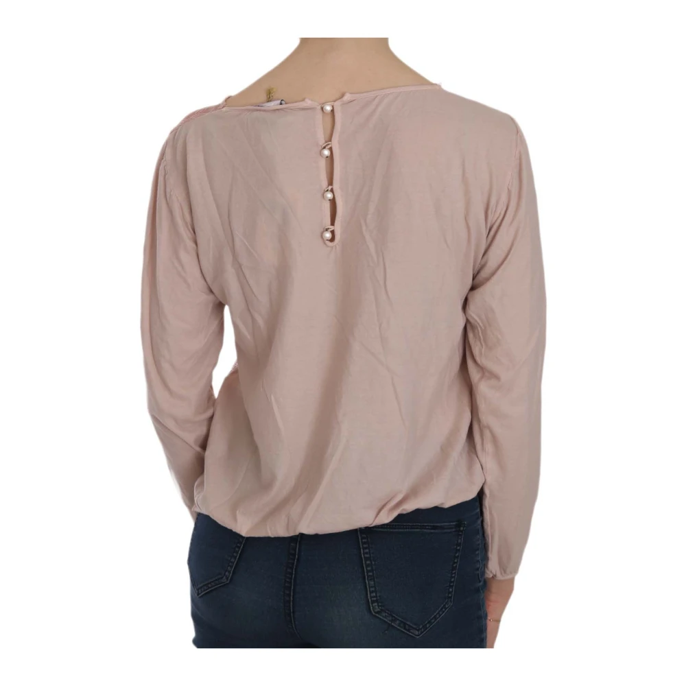Pink Memories Roze Kant Boothals Blouse Pink Dames