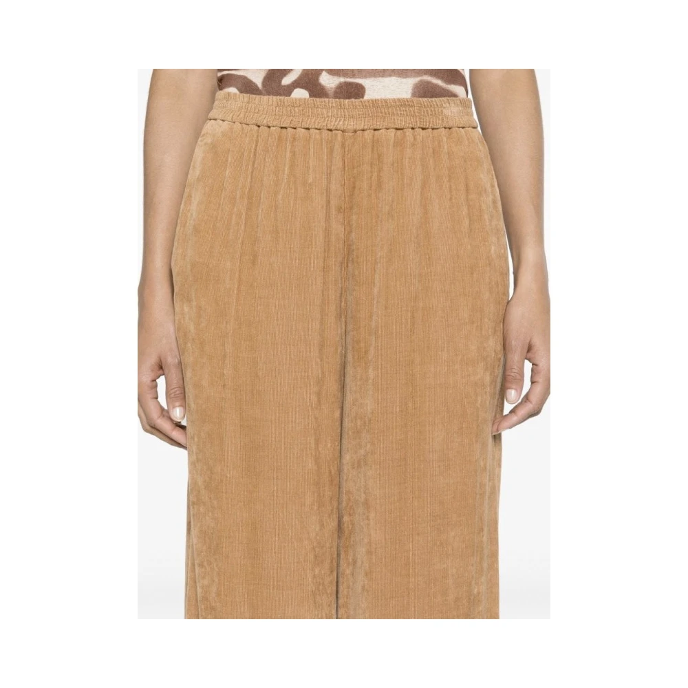 Forte Velvet Palazzo Broek met Wijde Pijpen Brown Dames