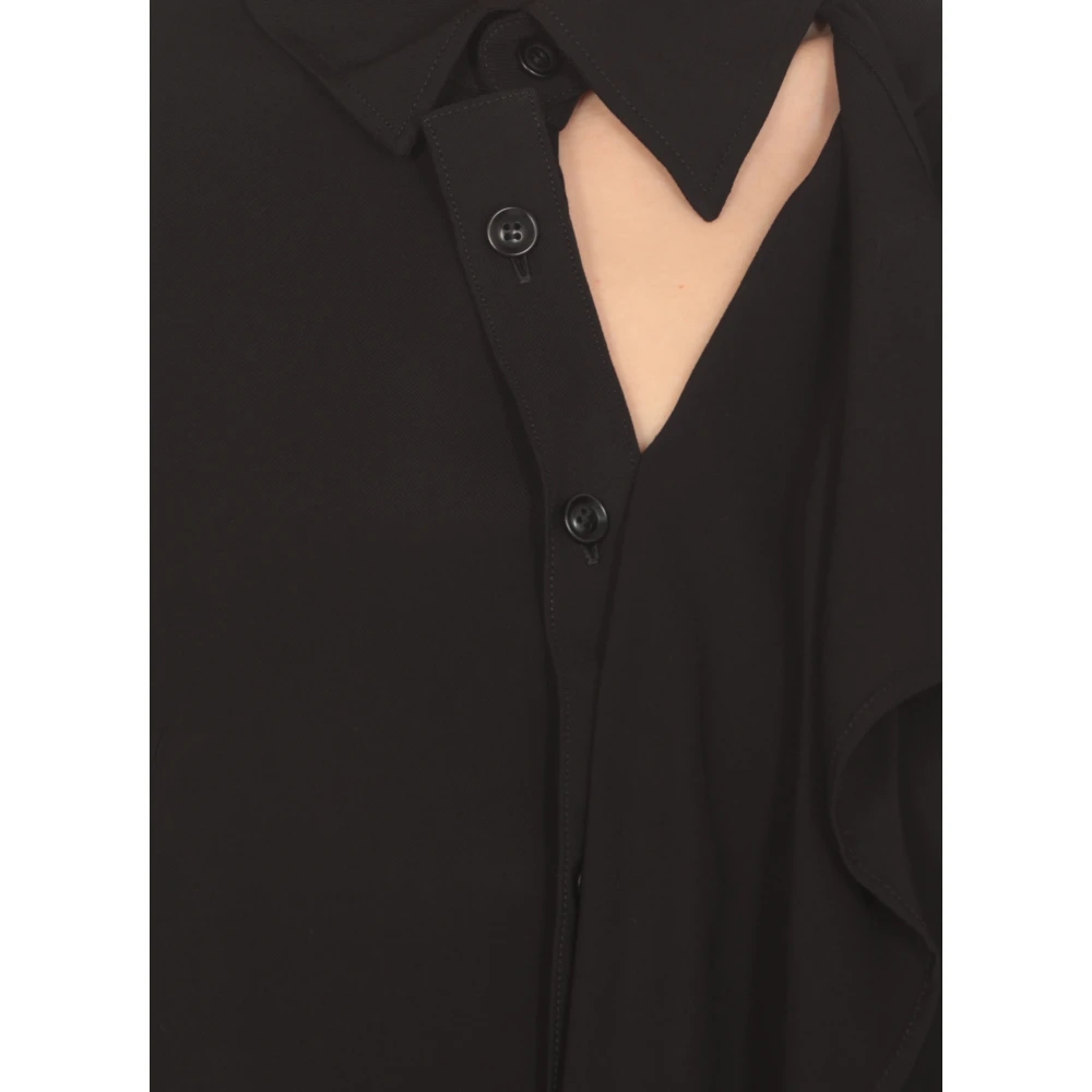 Y-3 Zwarte Viscose Shirt met Kraag Black Dames