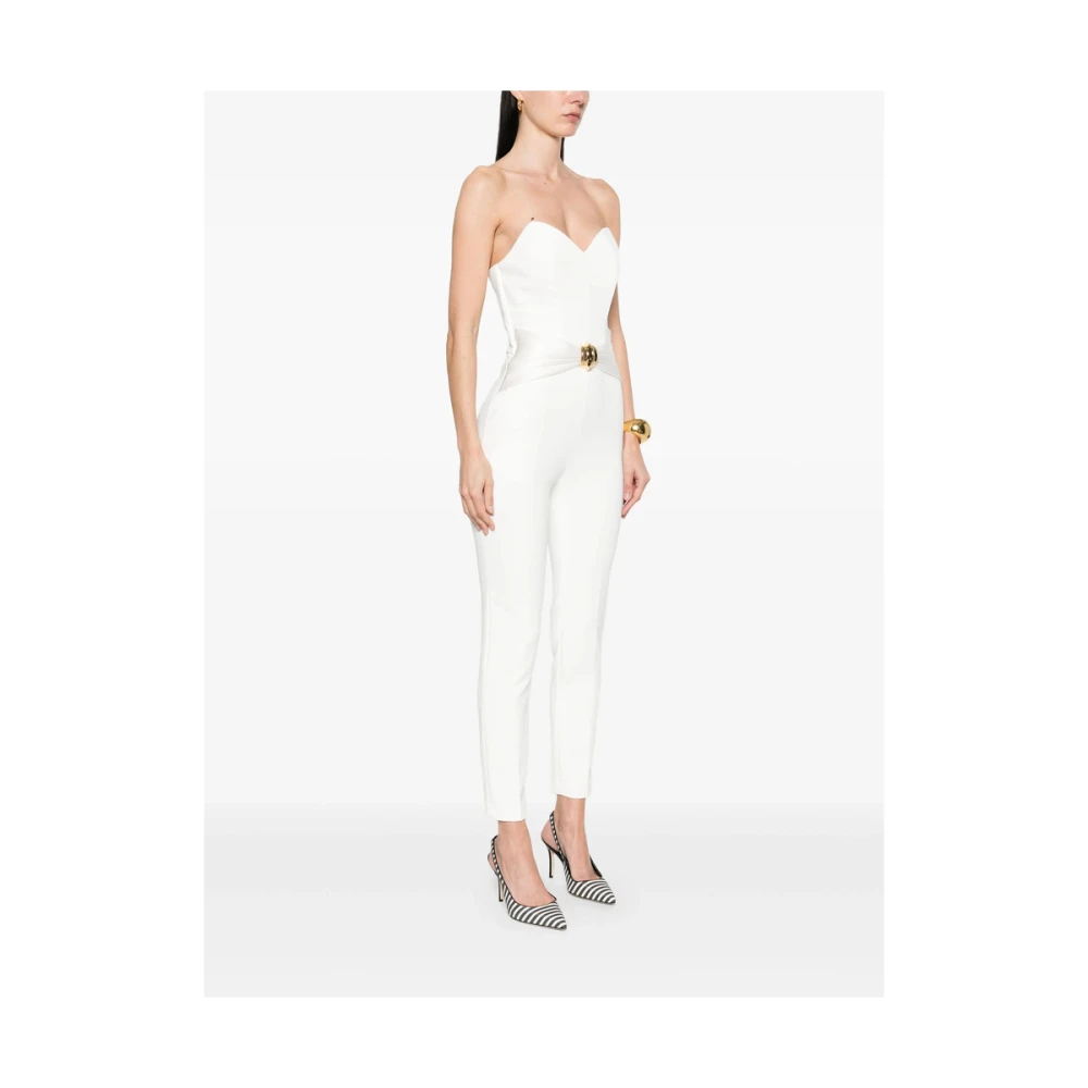 Elisabetta Franchi Witte Jumpsuit met Benen Bodice White Dames