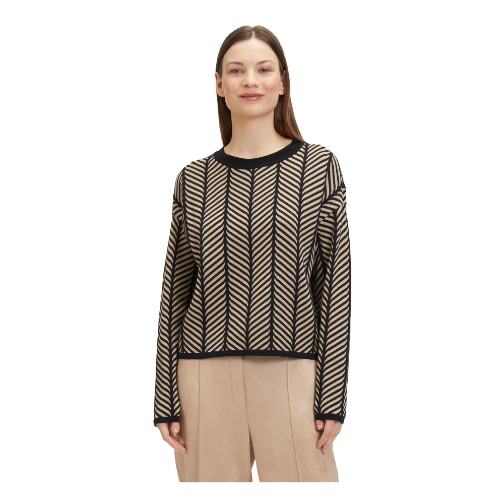 Betty & Co Jacquard Gebreide Trui Black Dames