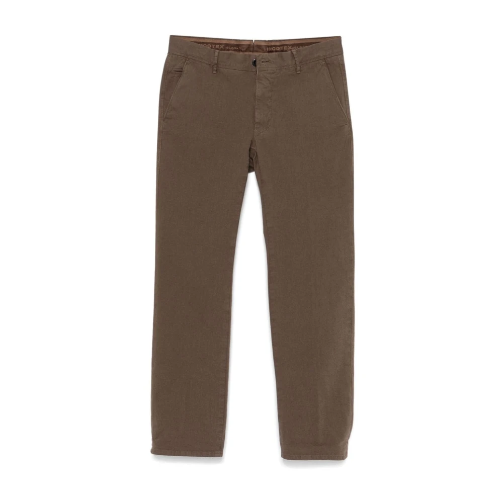 Incotex Aardebruine Piqué Weef Broek Brown Heren