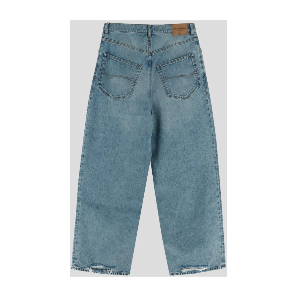 Balenciaga Wijde Pijp Katoenen Jeans Blue Heren