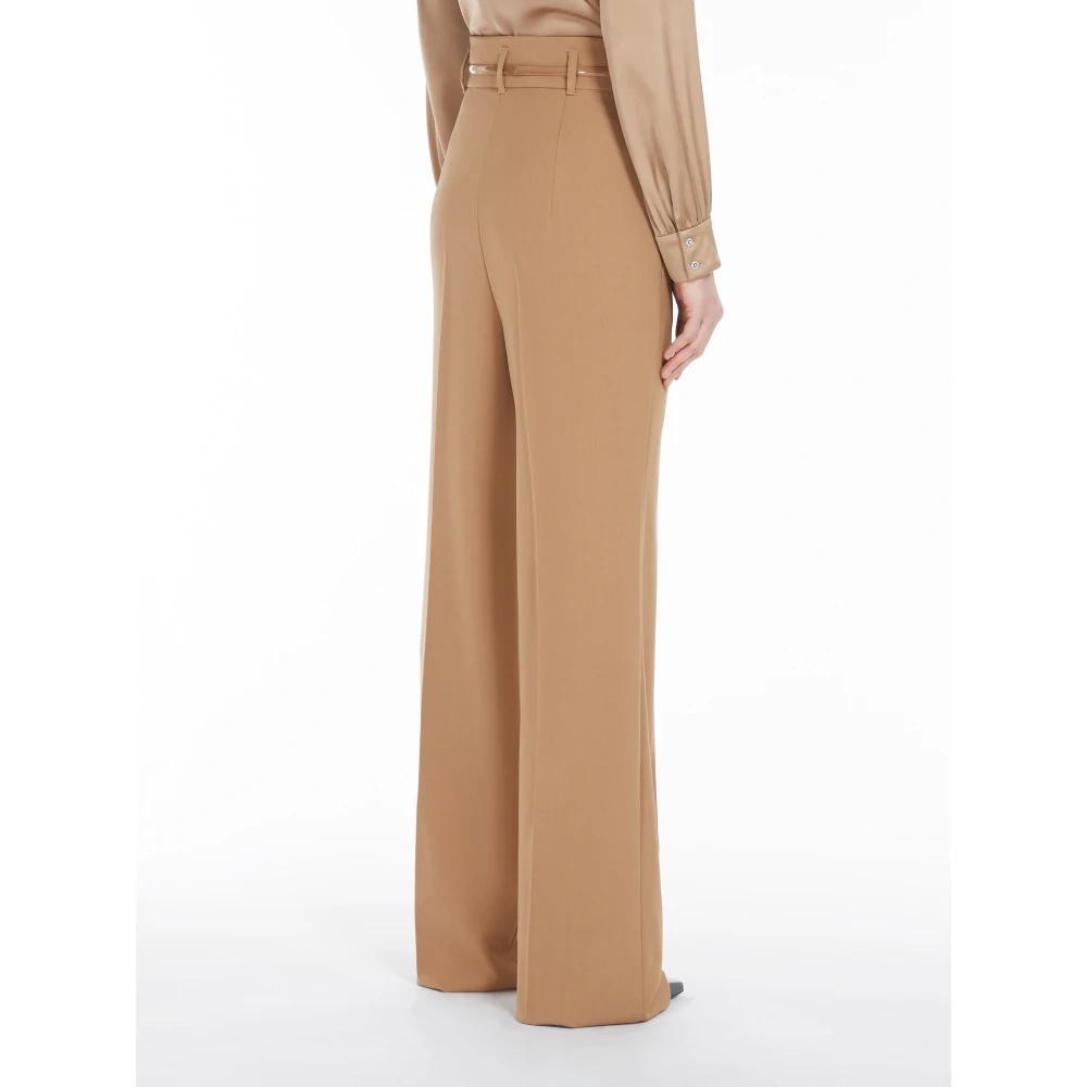 Max Mara Studio Hoge taille wollen palazzo broek Brown Dames