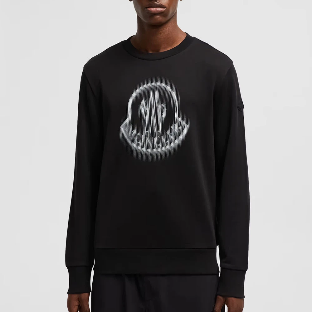 Moncler Vervaagde Logo Sweatshirt Black Heren