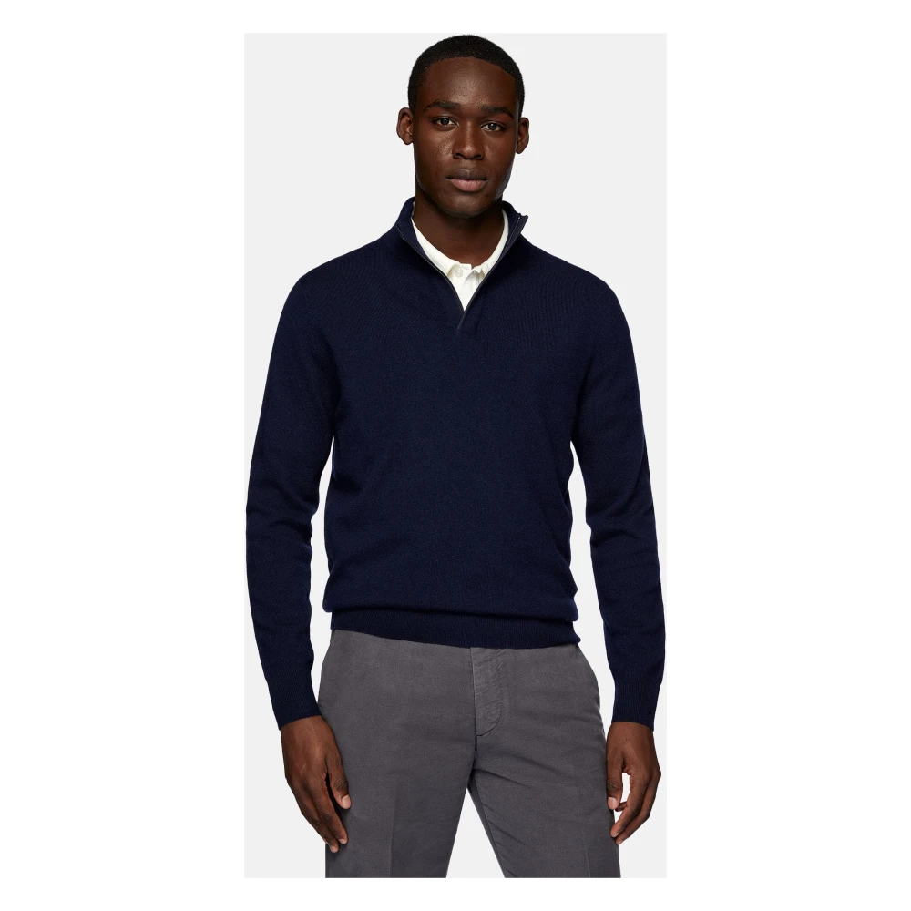 Boggi Milano Wol Kasjmier Half Zip Jumper Gray Heren
