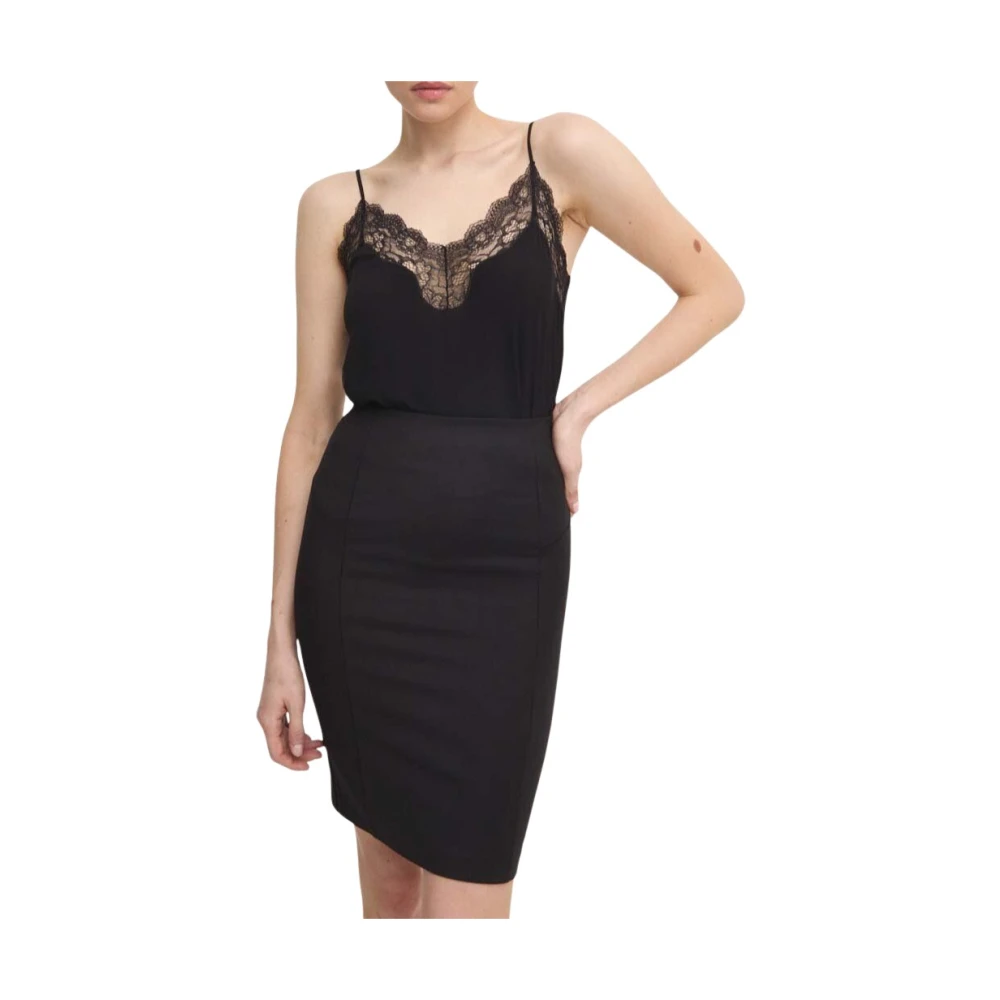 PATRIZIA PEPE Essentiële Kantentop met Stijl 8C0707A8I1 Black Dames